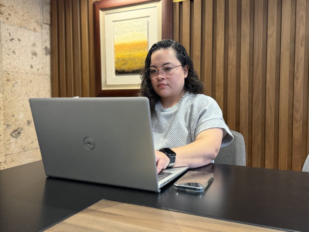 mujer contadora trabajando en una laptop